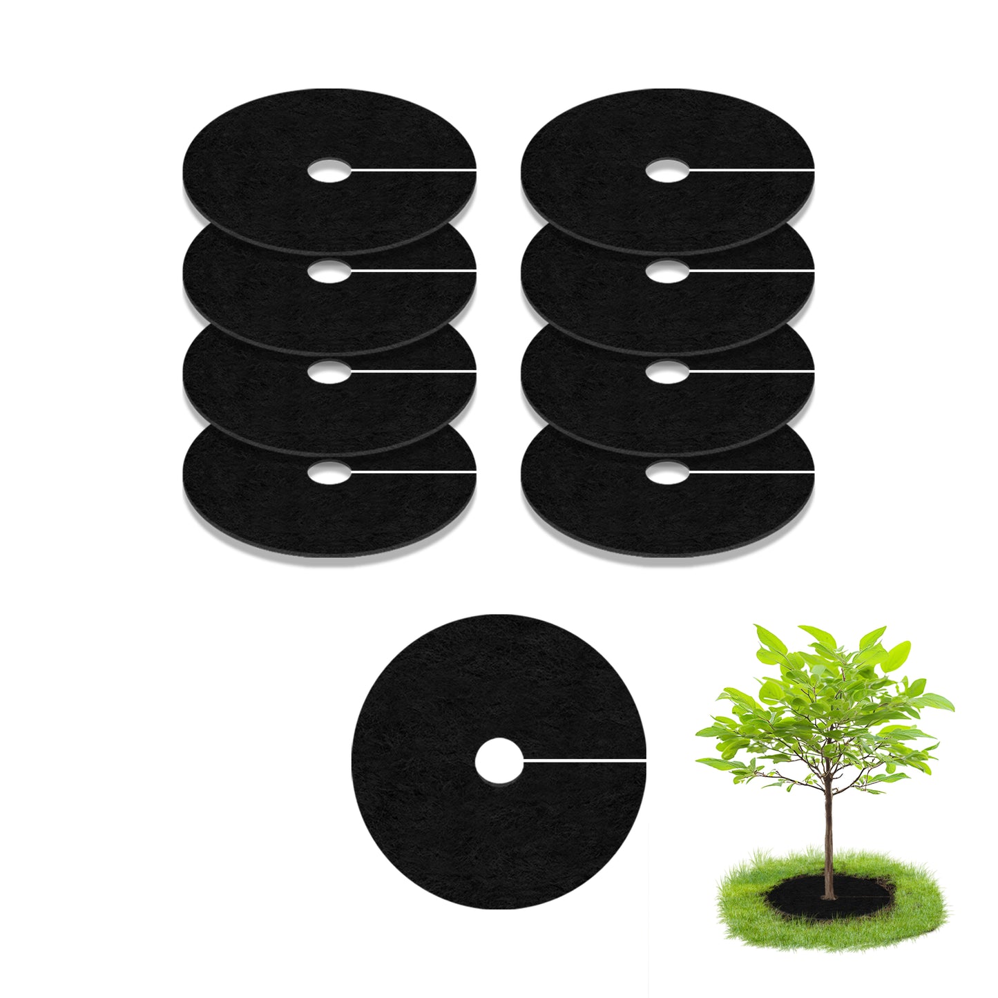 SPONDWILD 8 Pack 20.47" Mulch Tree Ring,Non-Woven Tree Mulch Ring,Reusable Tree Ring Mulch Mat,Degradable Weed Control Fabric Mat for Landscaping Weed Control Root Protection,Tree Barrier Ring