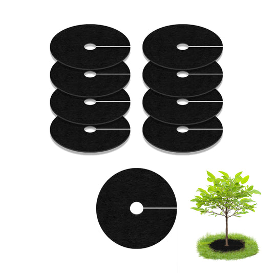 SPONDWILD 8 Pack 20.47" Mulch Tree Ring,Non-Woven Tree Mulch Ring,Reusable Tree Ring Mulch Mat,Degradable Weed Control Fabric Mat for Landscaping Weed Control Root Protection,Tree Barrier Ring