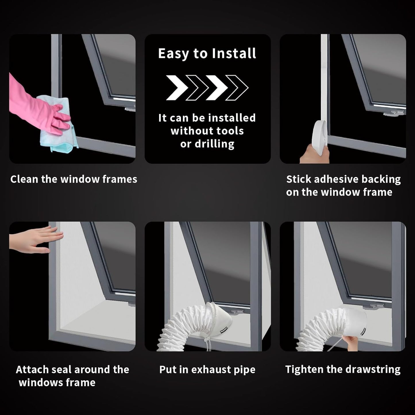 SPONDWILD 5m Window Seal Kit - Air Conditioner Window Seal & AC Vent Kit, Fits Window Air Conditioner/Dryer, Waterproof, Easy to Install for Push Out/Sliding Windows