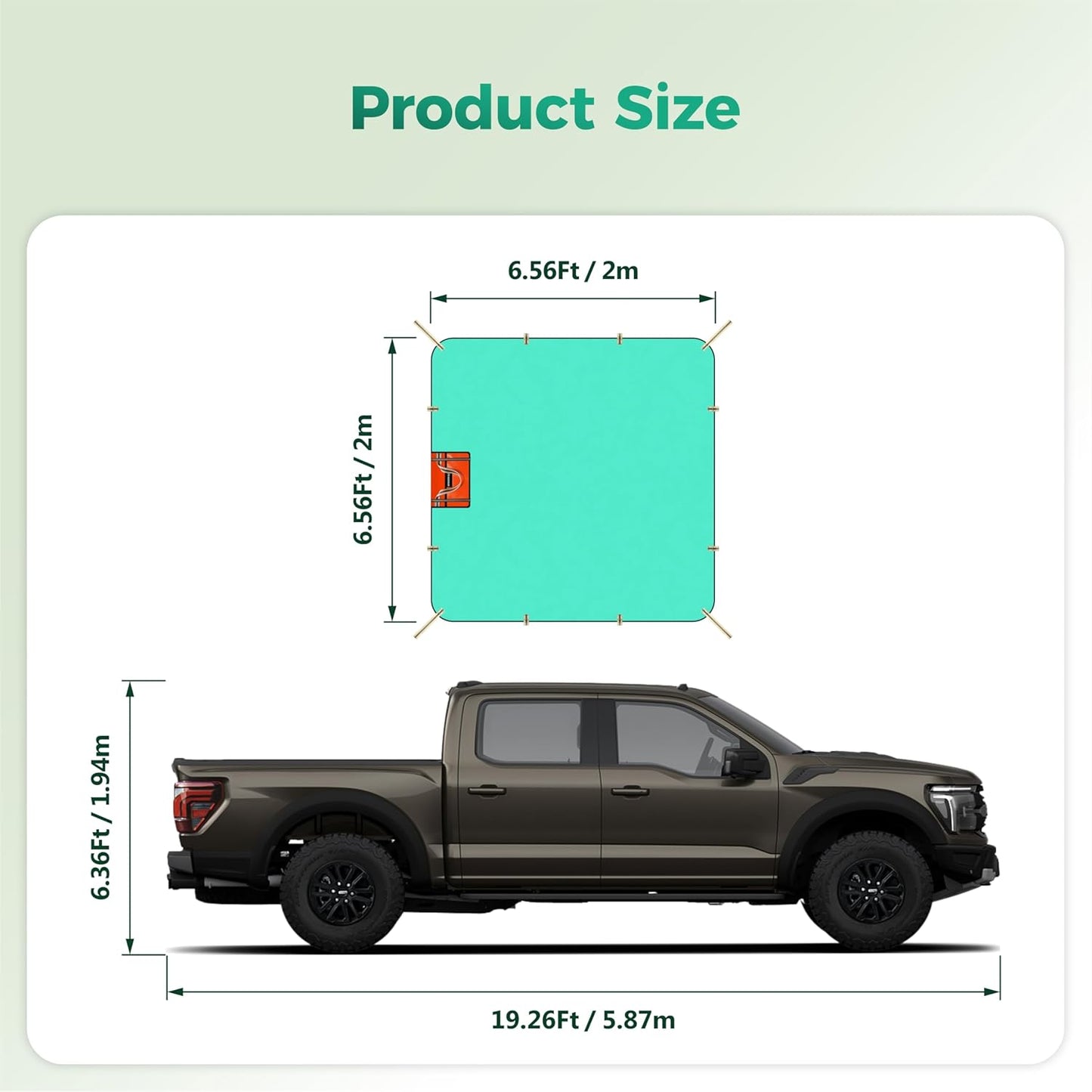 Heavy Duty Waterproof Tarp, 200G Multipurpose Tear and Rip Proof UV Resistant Tarpaulin with Reinforced Handles and Portable Storage Bag, Green Tarp (6.5x4.9)