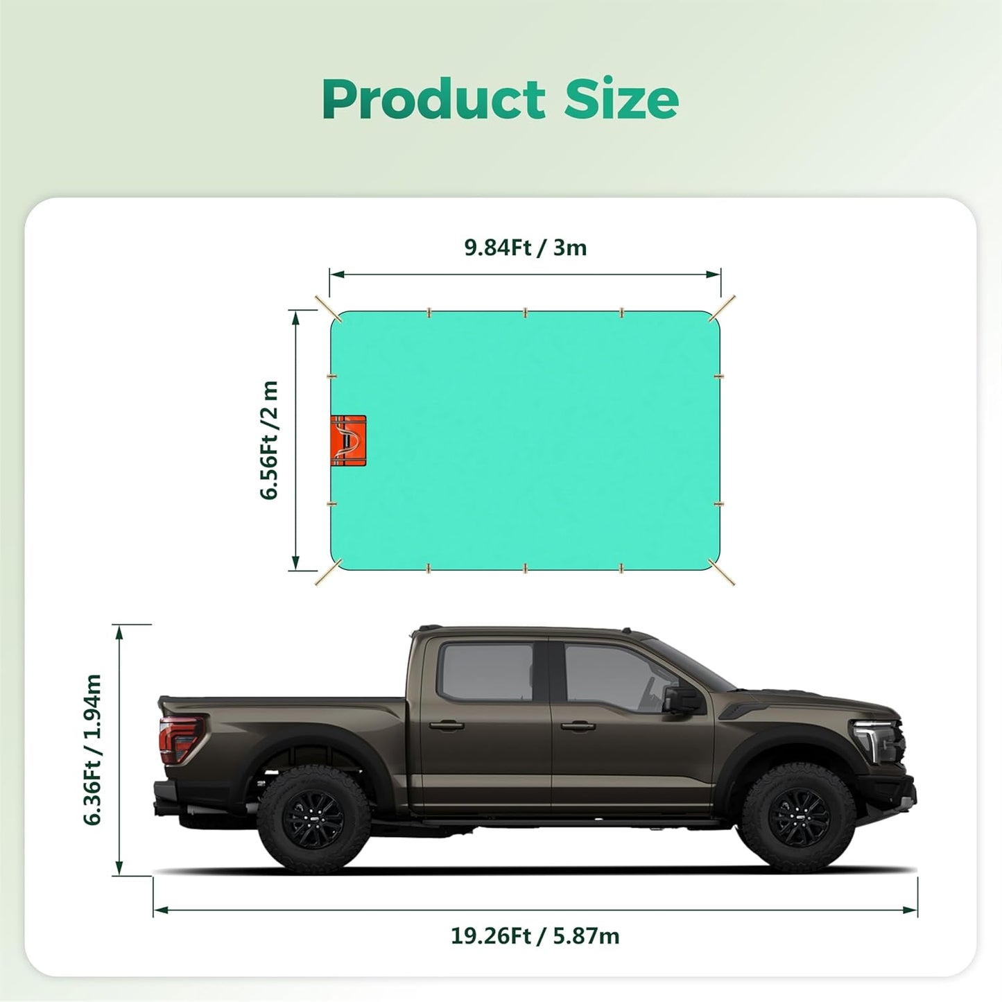Heavy Duty Waterproof Tarp, 200G Multipurpose Tear and Rip Proof UV Resistant Tarpaulin with Reinforced Handles and Portable Storage Bag, Green Tarp (6.5x4.9)