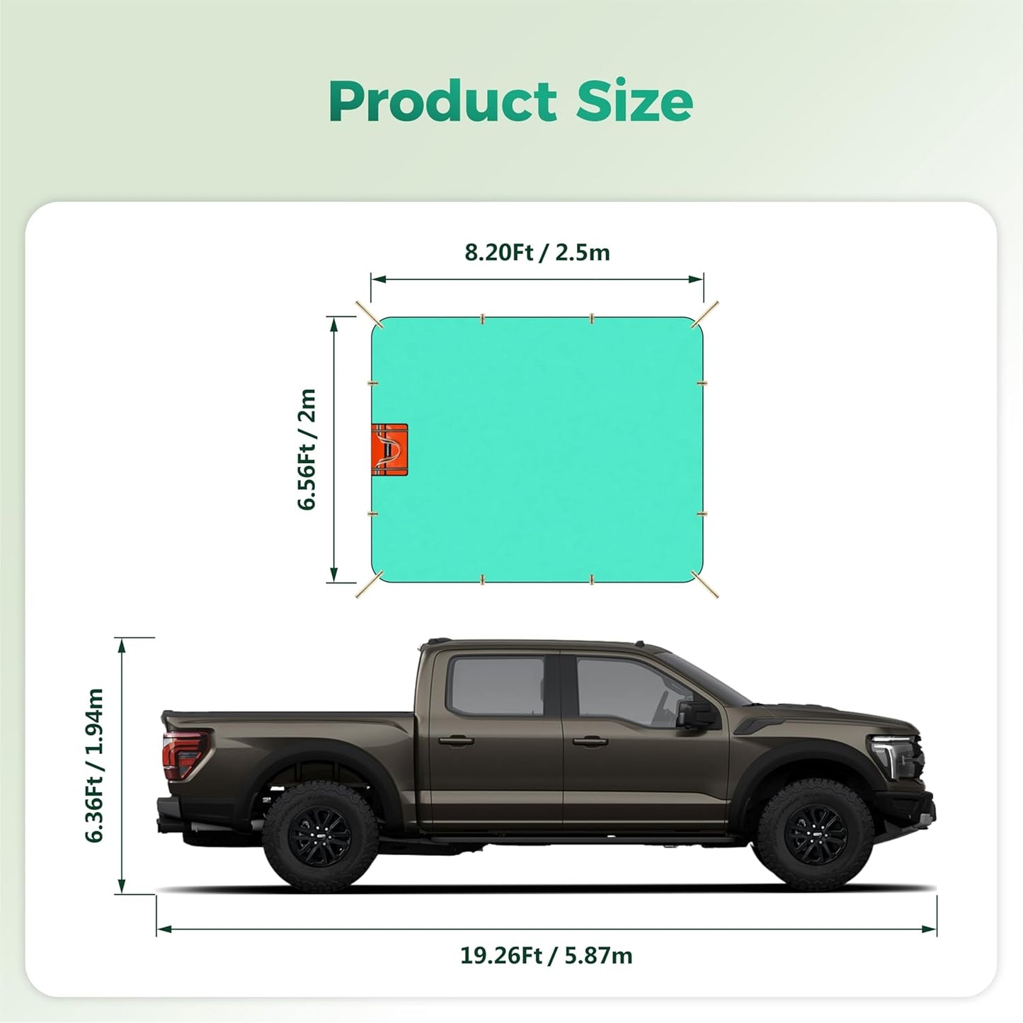 Heavy Duty Waterproof Tarp, 200G Multipurpose Tear and Rip Proof UV Resistant Tarpaulin with Reinforced Handles and Portable Storage Bag, Green Tarp (6.5x4.9)