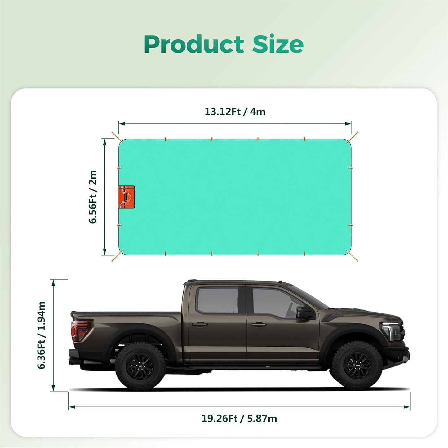 Heavy Duty Waterproof Tarp, 200G Multipurpose Tear and Rip Proof UV Resistant Tarpaulin with Reinforced Handles and Portable Storage Bag, Green Tarp (6.5x4.9)