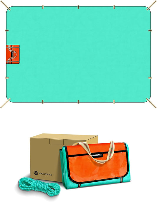 Heavy Duty Waterproof Tarp, 200G Multipurpose Tear and Rip Proof UV Resistant Tarpaulin with Reinforced Handles and Portable Storage Bag, Green Tarp (6.5x4.9)