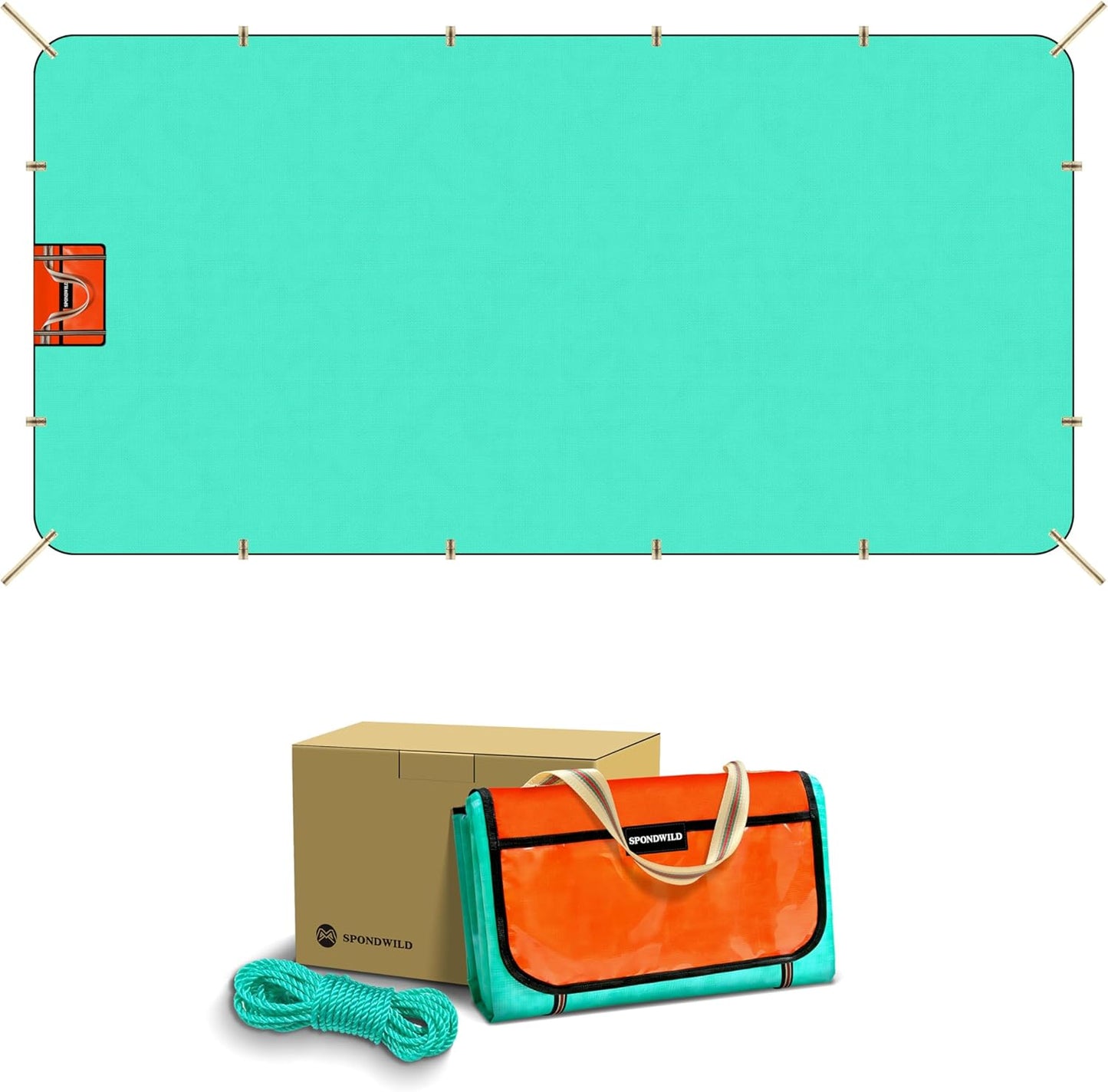 Heavy Duty Waterproof Tarp, 200G Multipurpose Tear and Rip Proof UV Resistant Tarpaulin with Reinforced Handles and Portable Storage Bag, Green Tarp (6.5x4.9)