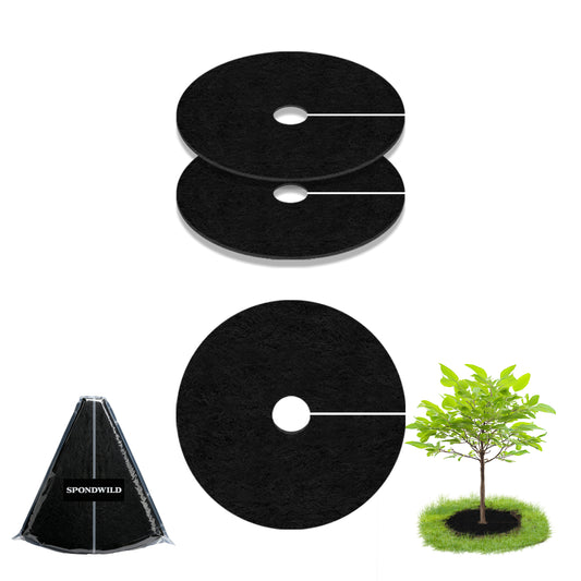 SPONDWILD Mulch Tree Ring,Non-Woven Tree Mulch Ring,Reusable Tree Ring Mulch Mat,Degradable Weed Control Fabric Mat for Landscaping Weed Control Root Protection,Tree Barrier Ring