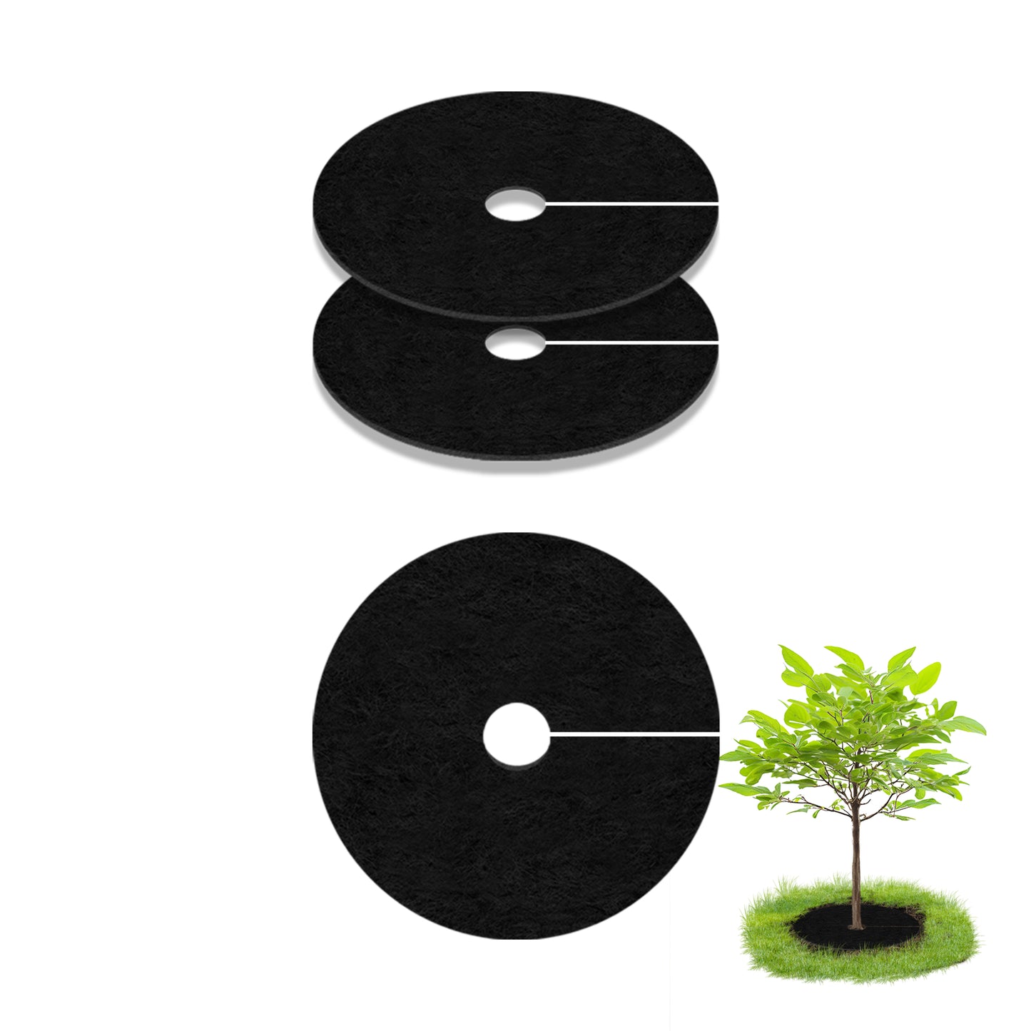 SPONDWILD 2 Pack 32.28" Mulch Tree Ring,Non-Woven Tree Mulch Ring,Reusable Tree Ring Mulch Mat,Degradable Weed Control Fabric Mat for Landscaping Weed Control Root Protection,Tree Barrier Ring