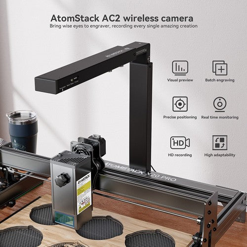 ATOMSTACK AC2 Wireless Lightburn Camera for ATOMSTACK A6/A12/A24/A48 Pro & A6/A12/A24/A48 Ultra, IKier, xTool D1 Pro, Creality Laser Engraver