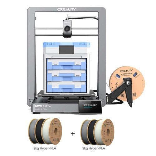 Creality Ender-3 V3 Plus 3D Printer + 6kg Creality Hyper PLA Filament - 2kg Black+2kg White+2kg Grey