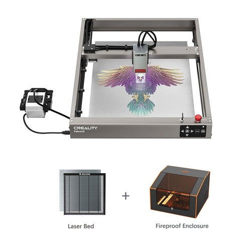Creality Falcon2 22W Laser Engraver Cutter + Mecpow H44 Laser Bed + Mecpow FC1 Enclosure