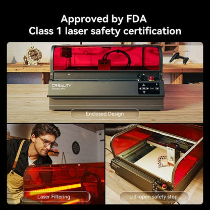 Creality Falcon2 Pro Laser Engraver 60W with 1.6W Laser Module, FDA Class1, Fully Enclosed & Drawer Design, Lid-open Safety Stop, Air Assist, Built-in Camera, 700mm/min Max Speed, 400*400mm