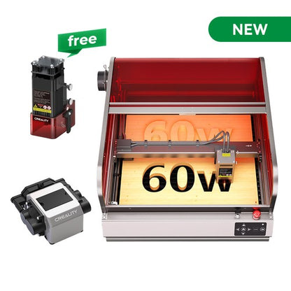 Creality Falcon2 Pro Laser Engraver 60W with 1.6W Laser Module, FDA Class1, Fully Enclosed & Drawer Design, Lid-open Safety Stop, Air Assist, Built-in Camera, 700mm/min Max Speed, 400*400mm