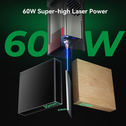 Creality Falcon2 Pro Laser Engraver 60W with 1.6W Laser Module, FDA Class1, Fully Enclosed & Drawer Design, Lid-open Safety Stop, Air Assist, Built-in Camera, 700mm/min Max Speed, 400*400mm