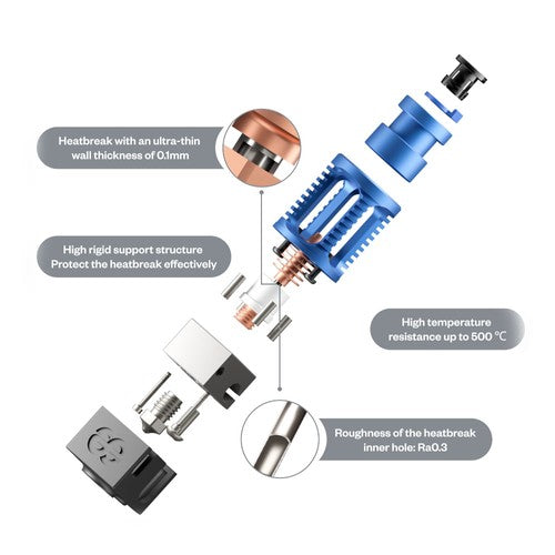 Phaetus Dragon Hotend High Flow Edition, for Prusa/Creality CR-10/Ender 3, 500 Celsius degrees Temperature Resistance, Compatible with All Filaments, PLA, ABS, PETG, TPU, PP, PC, Nylon, PEEK, PEI and Composite Materials, Blue