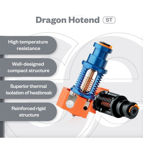 Phaetus Dragon Hotend Standard Flow Edition, 500 Celsius Degrees Temperature Resistance, for Prusa/Creality CR-10/Ender 3, Compatible with All Filaments, PLA, ABS, PETG, TPU, PP, PC, Nylon, PEEK, PEI and Composite Materials, Blue