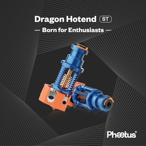 Phaetus Dragon Hotend Standard Flow Edition, 500 Celsius Degrees Temperature Resistance, for Prusa/Creality CR-10/Ender 3, Compatible with All Filaments, PLA, ABS, PETG, TPU, PP, PC, Nylon, PEEK, PEI and Composite Materials, Blue