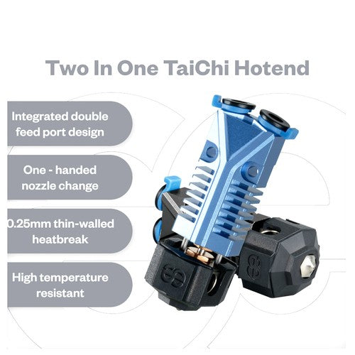 Phaetus Two-in-One TaiChi Hotend, for Creality Ender & Creality CR, Integrated Double Feed Port, One-Hand Nozzle Changing,  0.25mm Heat Break, Compatible with All Thermoplastic Filaments, PLA, ABS, PETG, TPU, PP, PC, PA, PEEK, PEI and PLA-CF, Black