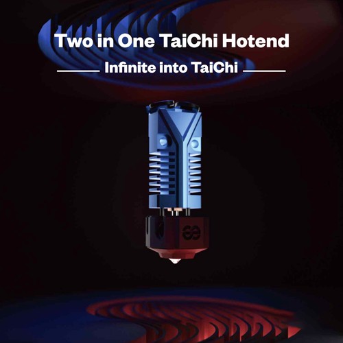 Phaetus Two-in-One TaiChi Hotend, for Creality Ender & Creality CR, Integrated Double Feed Port, One-Hand Nozzle Changing,  0.25mm Heat Break, Compatible with All Thermoplastic Filaments, PLA, ABS, PETG, TPU, PP, PC, PA, PEEK, PEI and PLA-CF, Blue