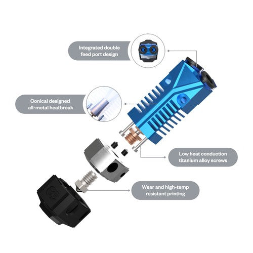 Phaetus Two-in-One TaiChi Hotend, for Creality Ender & Creality CR, Integrated Double Feed Port, One-Hand Nozzle Changing,  0.25mm Heat Break, Compatible with All Thermoplastic Filaments, PLA, ABS, PETG, TPU, PP, PC, PA, PEEK, PEI and PLA-CF, Black